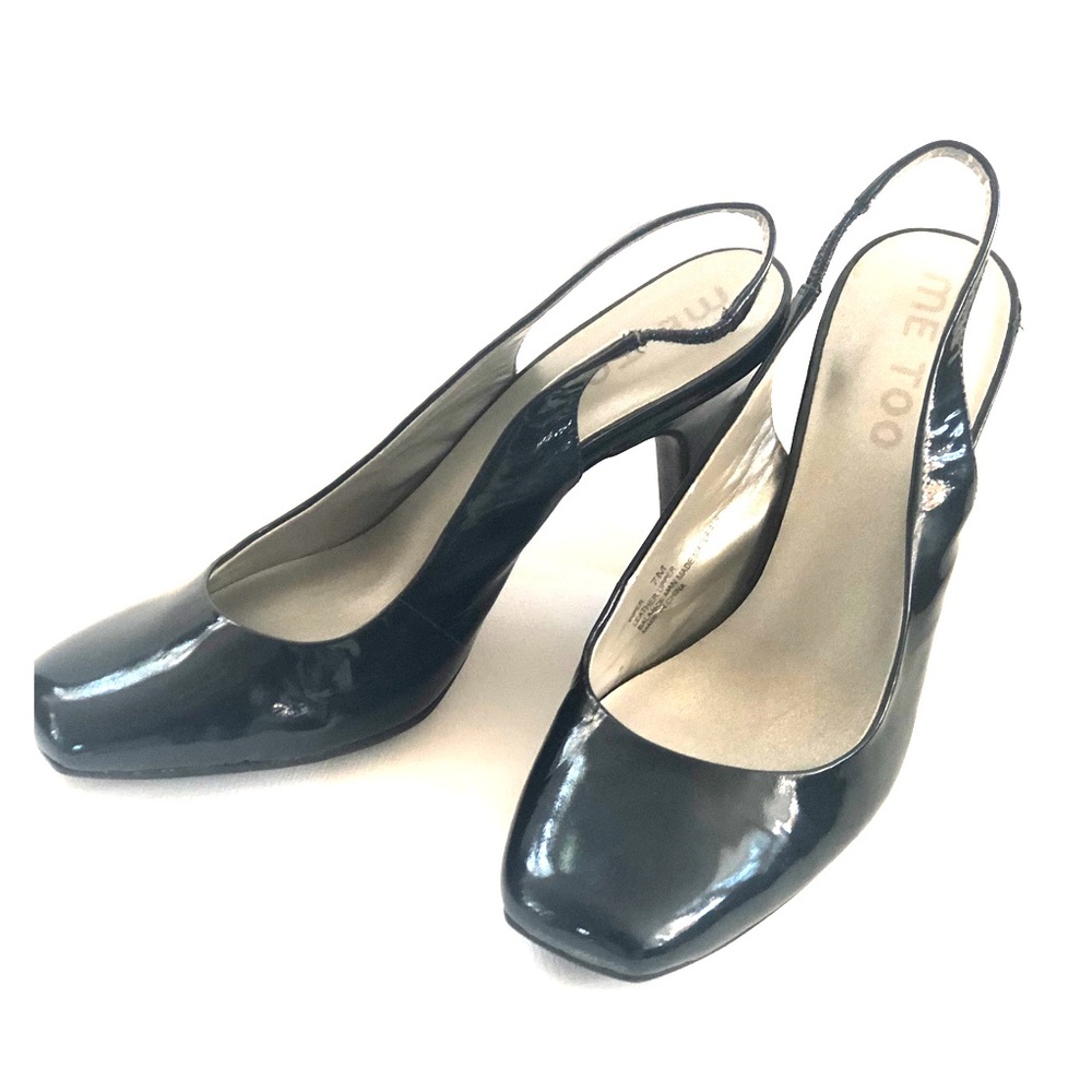 Me Too patent leather navy sling backs sz 7m